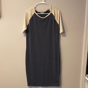 LuLaRoe gray and Cream Dress